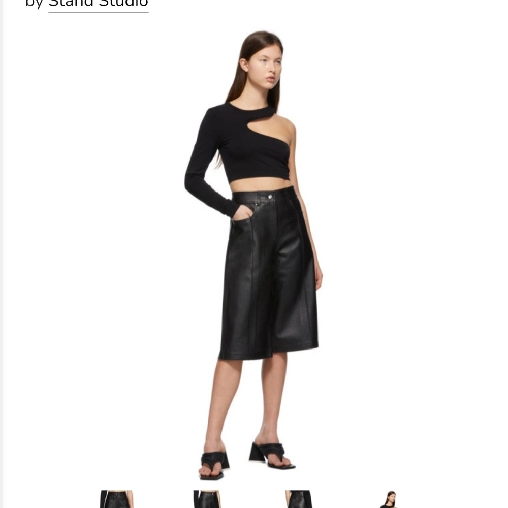 Stand Studio Black Leather Fenella Shorts